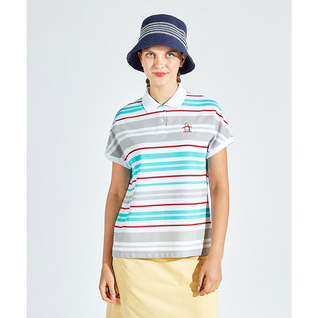 Munsingwear(ings) マンシングウェア Munsingwear ストレッチ マナード先染めパネルボーダ グレー 3L Munsingwear(ings) マンシングウェア Munsingwear ストレッチ マナード先染めパネルボーダ グレー 3L