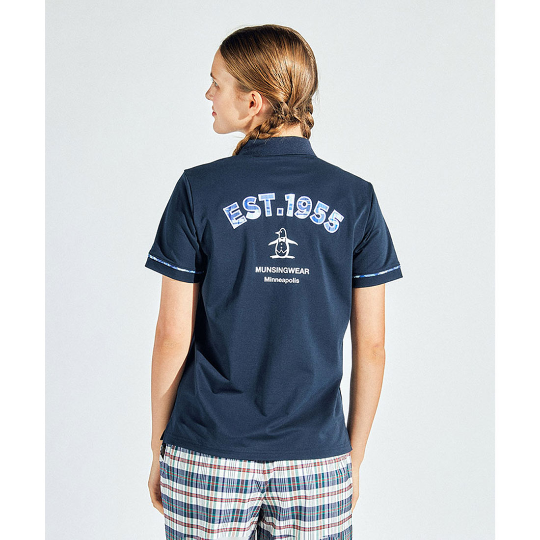 Munsingwear(ings) マンシングウェア Munsingwear 鹿子半袖シャツ ネイビー M Munsingwear(ings) マンシングウェア Munsingwear 鹿子半袖シャツ ネイビー M