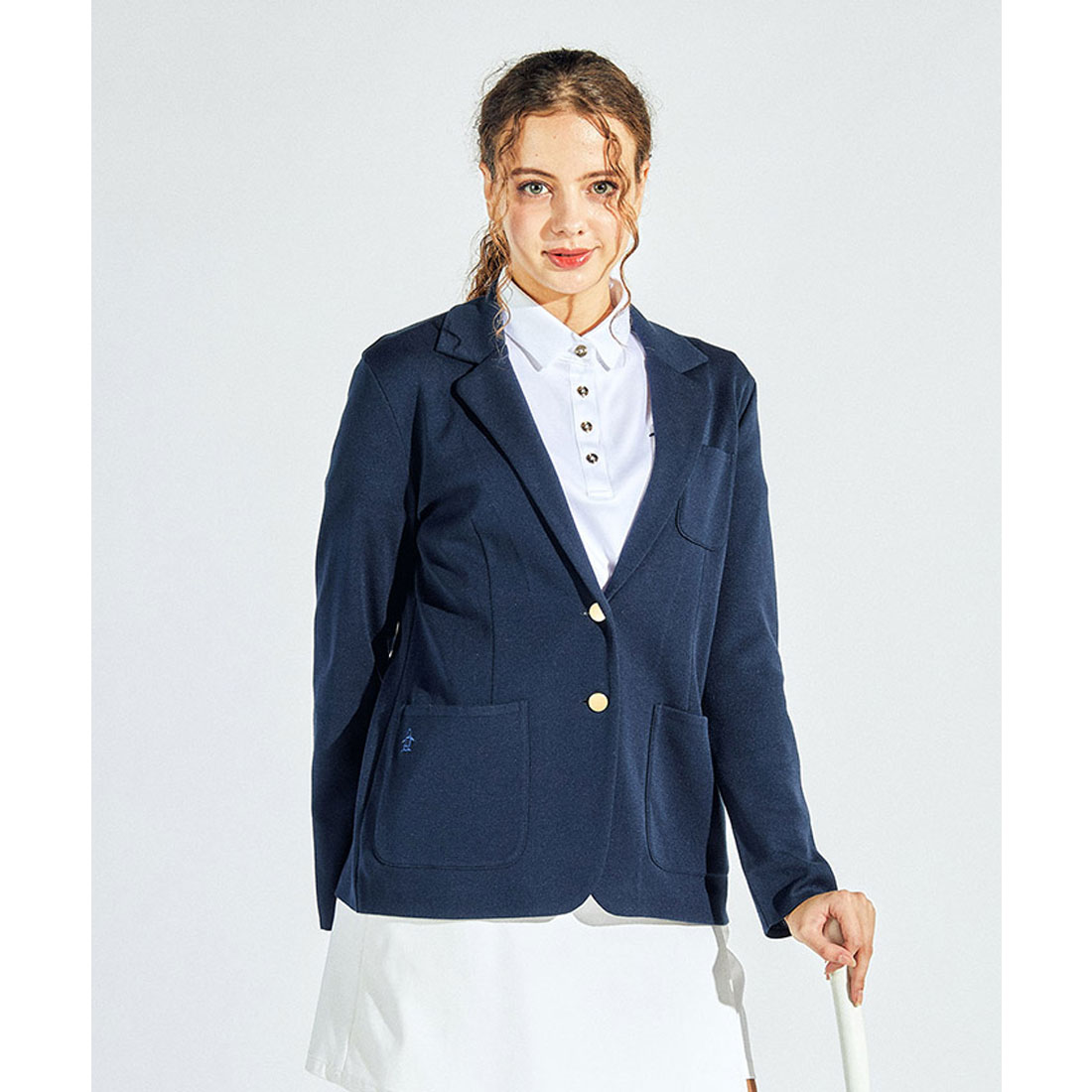 Munsingwear(ings) コットン×ポリエステル ニットジャケット ネイビー L Munsingwear(ings) コットン×ポリエステル ニットジャケット ネイビー L