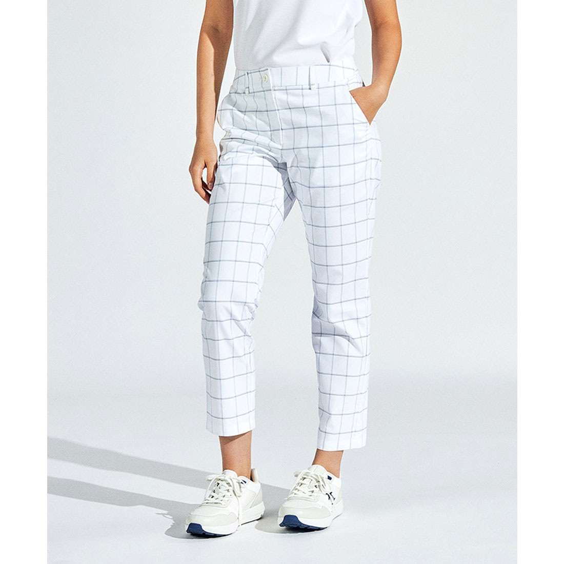 Munsingwear(ings) マンシングウェア Munsingwear ストレッチウィンドペンチェック8分丈パ ホワイト 7 Munsingwear(ings) マンシングウェア Munsingwear ストレッチウィンドペンチェック8分丈パ ホワイト 7