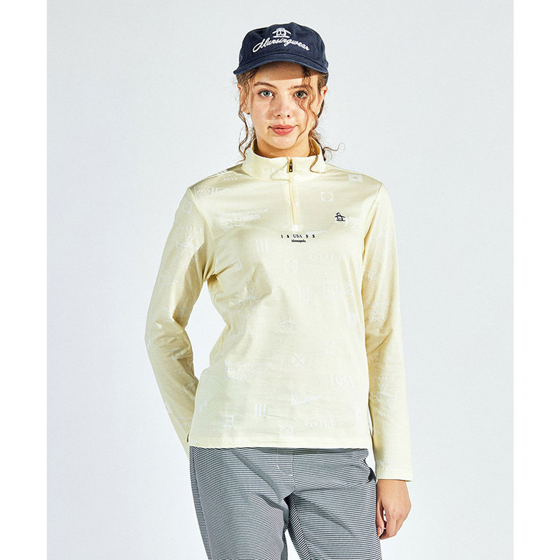 Munsingwear(ings) フラッグジャカードスタンドジップ長袖シャツ イエロー LL Munsingwear(ings) フラッグジャカードスタンドジップ長袖シャツ イエロー LL