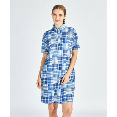 マンシングウェア Munsingwear マドラスチェック半袖ワンピース