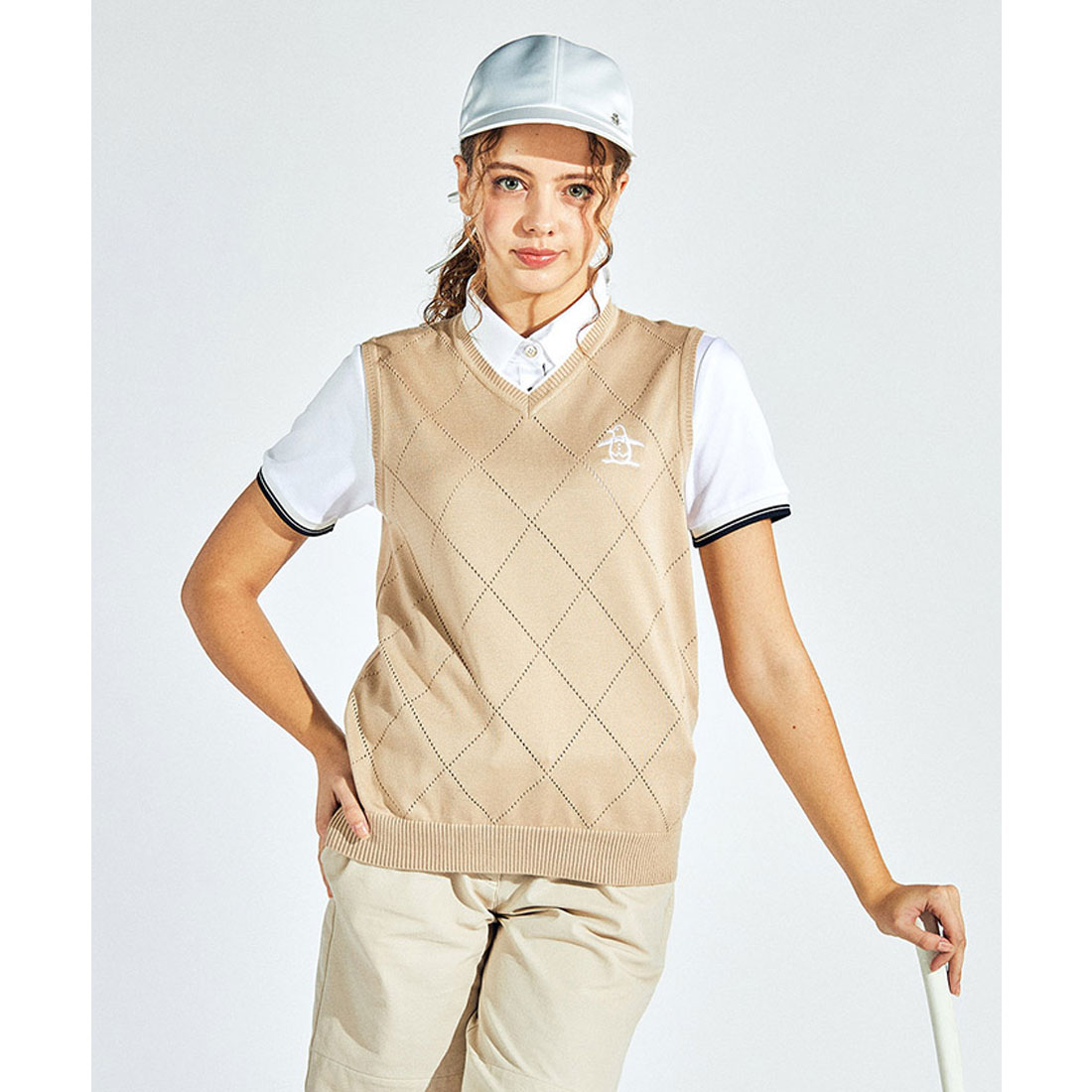 Munsingwear(ings) シーアイランドコットンVネックニットベスト ベージュ M Munsingwear(ings) シーアイランドコットンVネックニットベスト ベージュ M