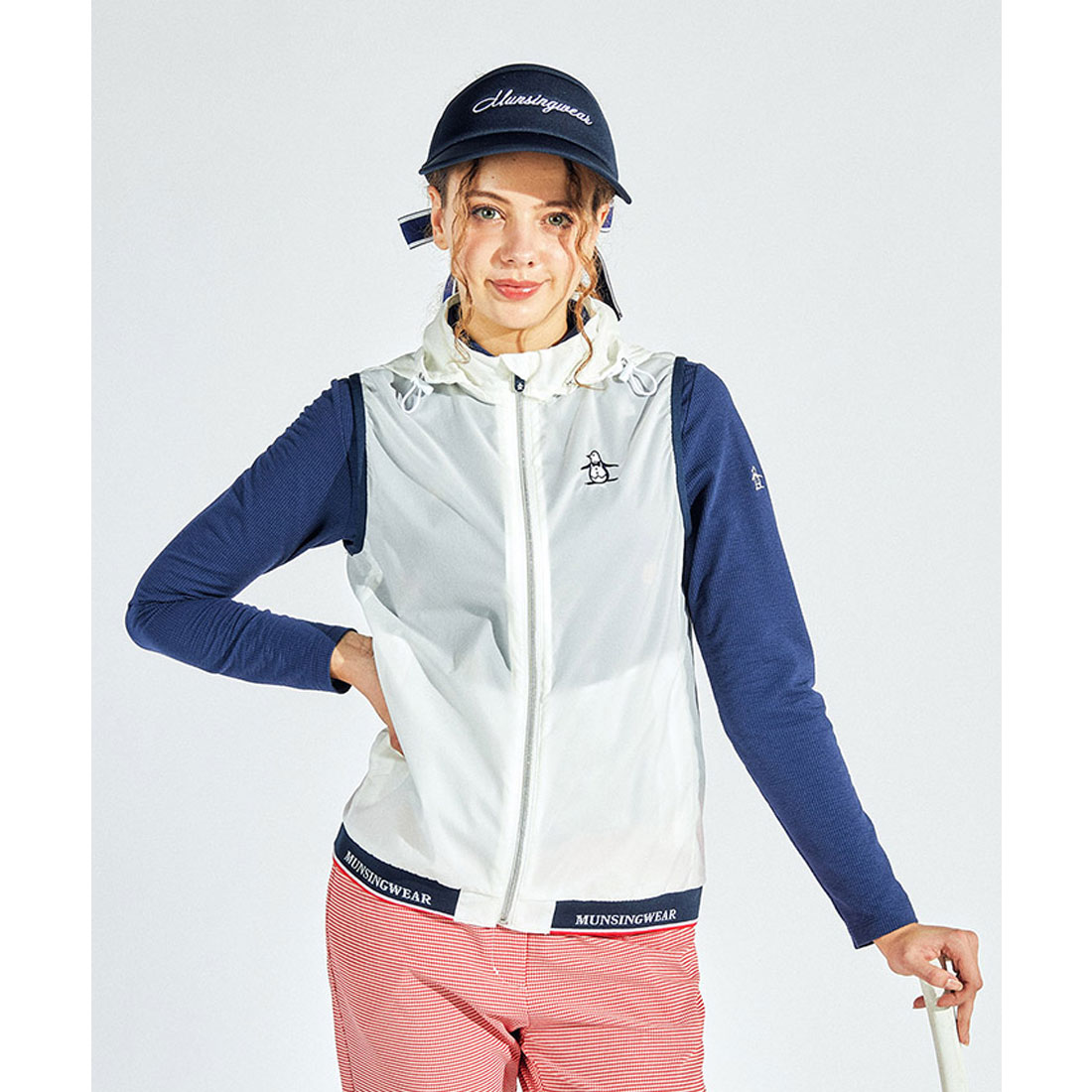 Munsingwear(ings) はっ水アウターベスト ホワイト L Munsingwear(ings) はっ水アウターベスト ホワイト L