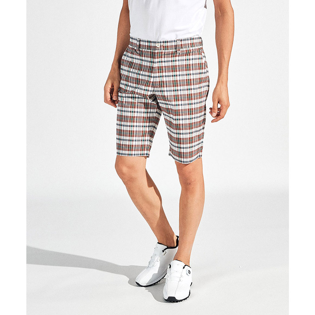 Munsingwear(ings) マンシングウェア Munsingwear サマーマドラスチェックハーフパンツ ブラウン 89-94 Munsingwear(ings) マンシングウェア Munsingwear サマーマドラスチェックハーフパンツ ブラウン 89-94