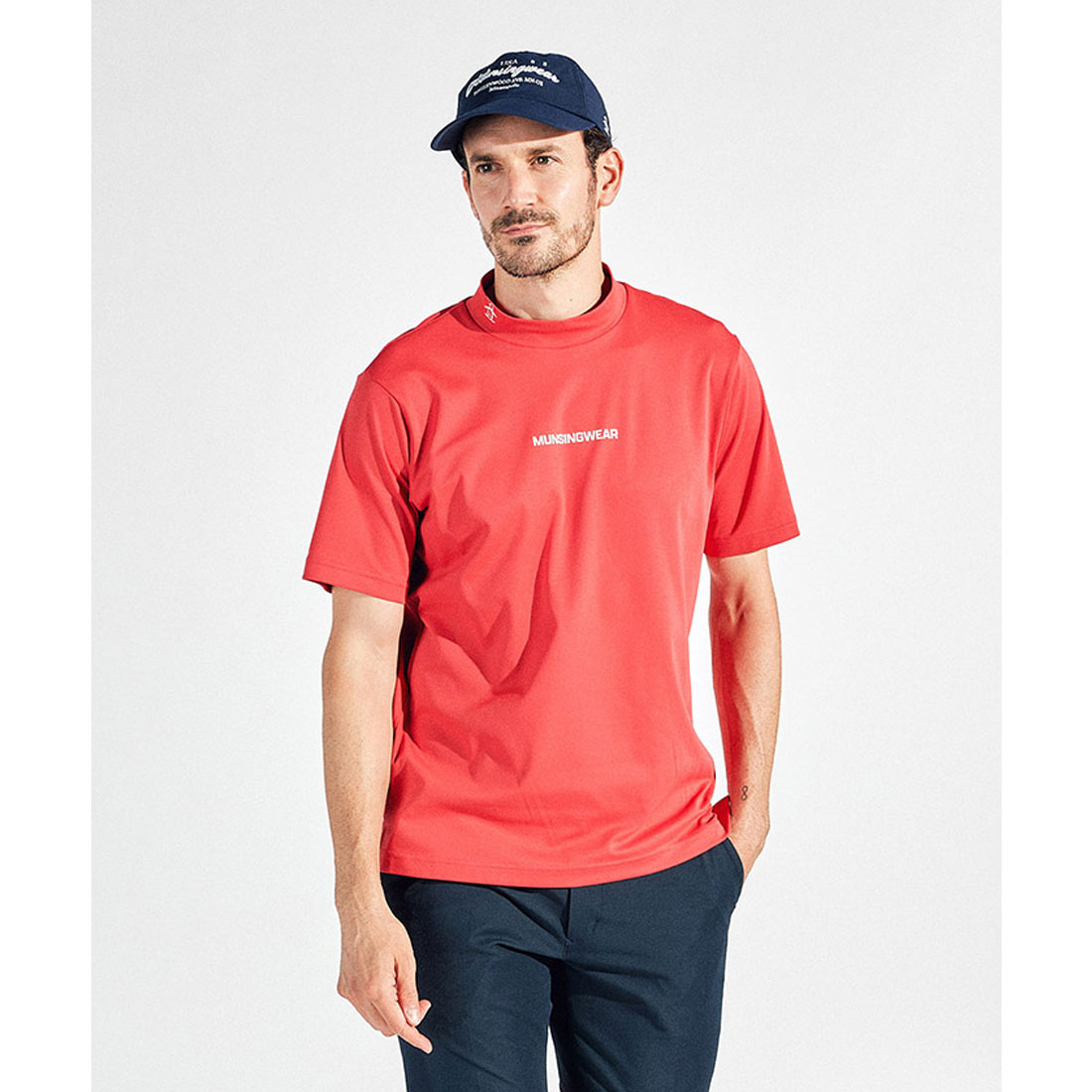 Munsingwear(ings) マンシングウェア Munsingwear サンスクリーンNIRモックネックグラフ レッド 3L Munsingwear(ings) マンシングウェア Munsingwear サンスクリーンNIRモックネックグラフ レッド 3L
