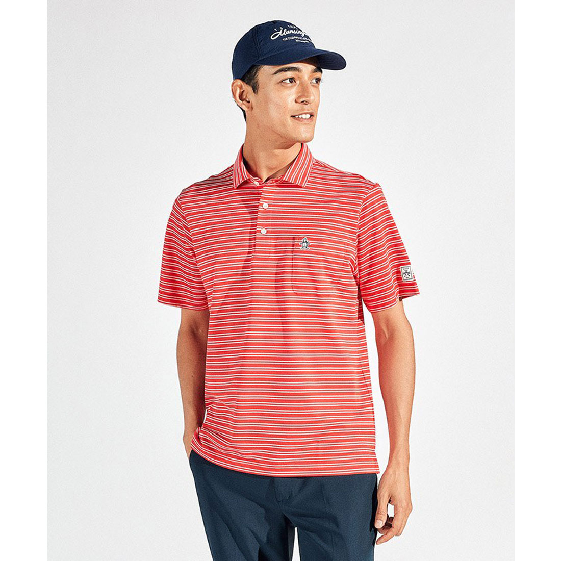 Munsingwear(ings) マンシングウェア Munsingwear サンスクリーンNIRタック鹿の子ボーダ レッド LL Munsingwear(ings) マンシングウェア Munsingwear サンスクリーンNIRタック鹿の子ボーダ レッド LL