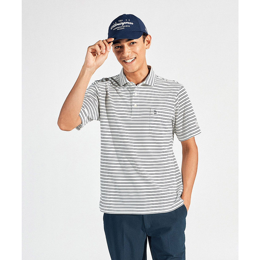 Munsingwear(ings) マンシングウェア Munsingwear サンスクリーンNIRタック鹿の子ボーダ ホワイト L Munsingwear(ings) マンシングウェア Munsingwear サンスクリーンNIRタック鹿の子ボーダ ホワイト L