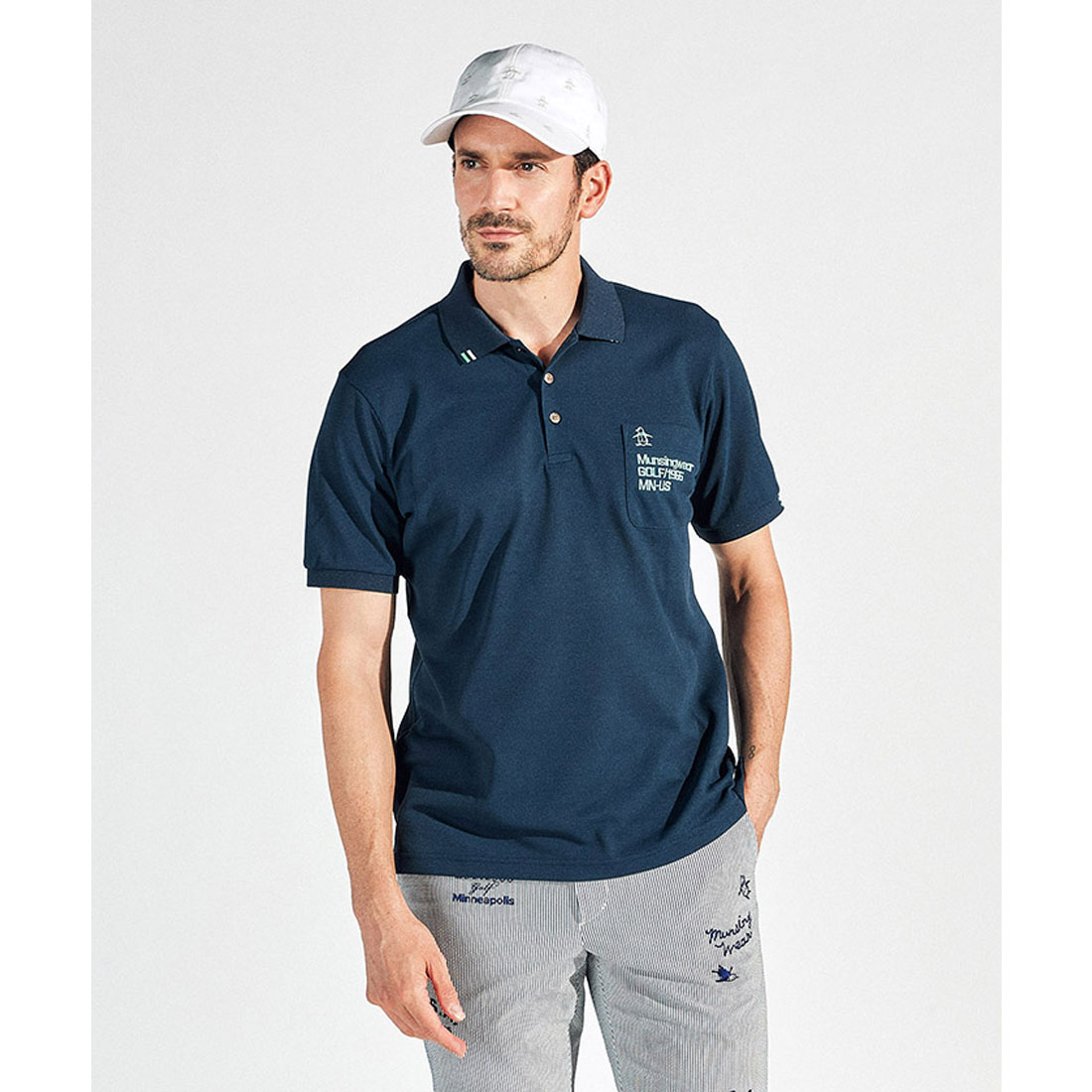 Munsingwear(ings) マンシングウェア Munsingwear サンスクリーンNIRフィラシス鹿の子半 ネイビー L Munsingwear(ings) マンシングウェア Munsingwear サンスクリーンNIRフィラシス鹿の子半 ネイビー L