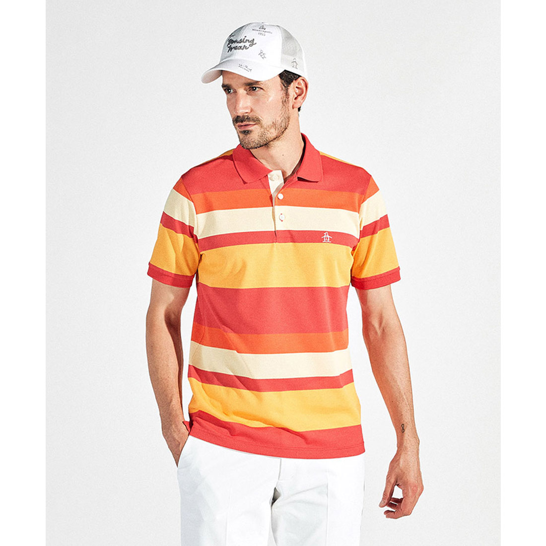 Munsingwear(ings) マンシングウェア Munsingwear マナードマルチカラーメッシュボーダー半 レッド LL Munsingwear(ings) マンシングウェア Munsingwear マナードマルチカラーメッシュボーダー半 レッド LL