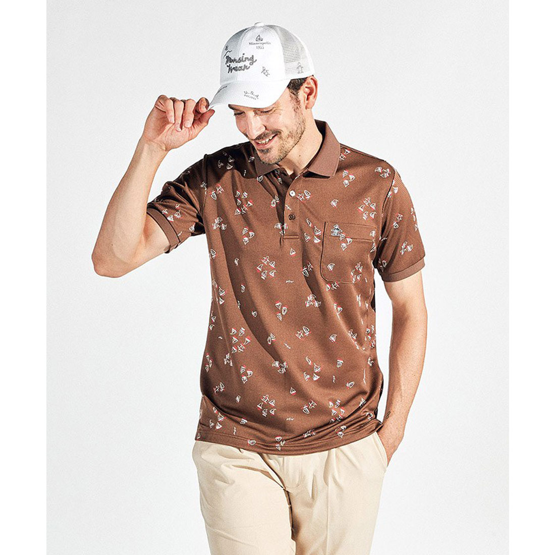 Munsingwear(ings) マンシングウェア Munsingwear サンスクリーンNIRヨットモチーフ総柄 ブラウン 3L Munsingwear(ings) マンシングウェア Munsingwear サンスクリーンNIRヨットモチーフ総柄 ブラウン 3L