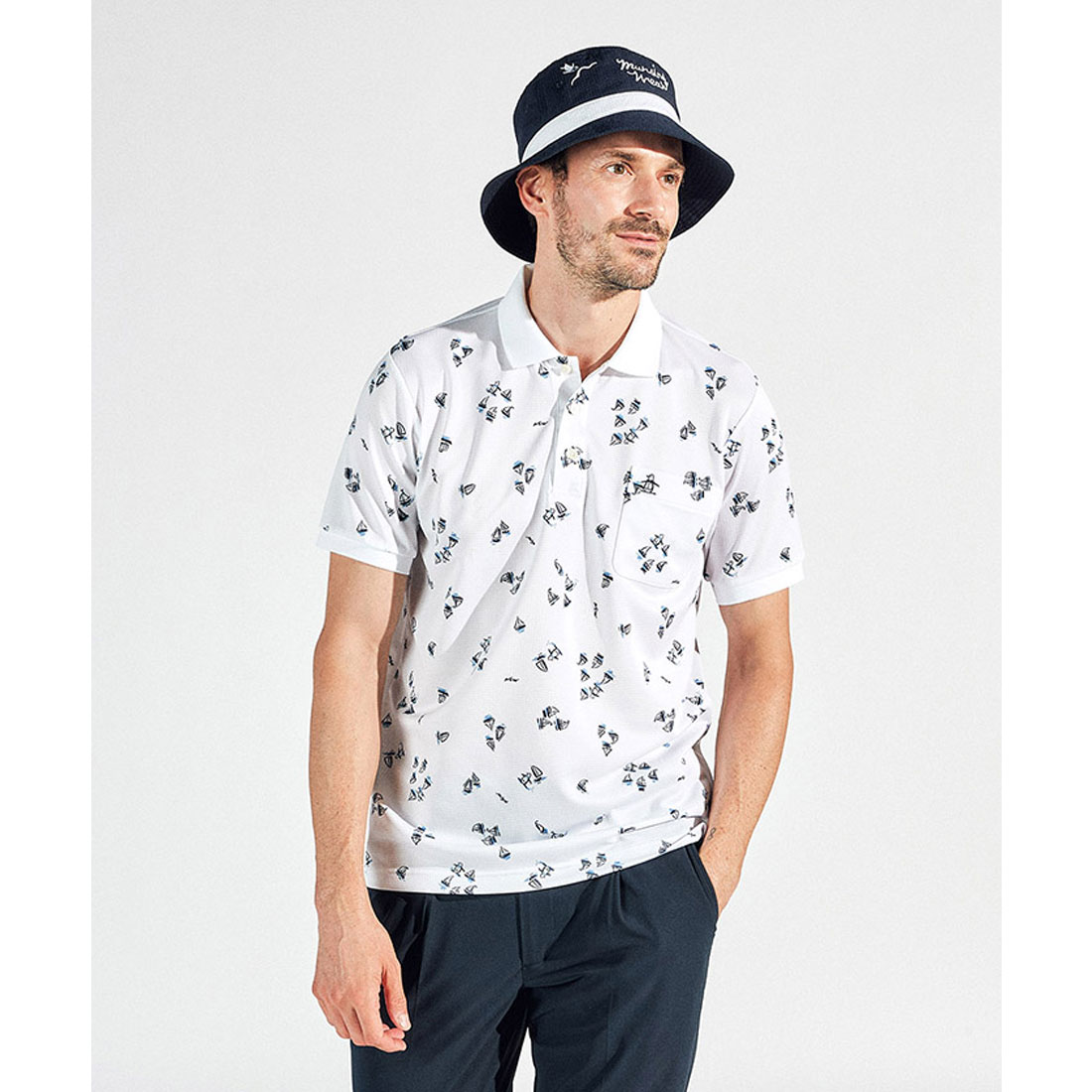 Munsingwear(ings) マンシングウェア Munsingwear サンスクリーンNIRヨットモチーフ総柄 ホワイト 3L Munsingwear(ings) マンシングウェア Munsingwear サンスクリーンNIRヨットモチーフ総柄 ホワイト 3L