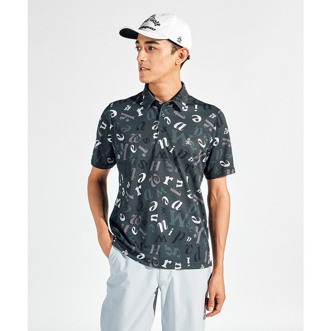 Munsingwear(ings) マンシングウェア Munsingwear サンスクリーンNIRマルチロゴプリント ブラック LL Munsingwear(ings) マンシングウェア Munsingwear サンスクリーンNIRマルチロゴプリント ブラック LL