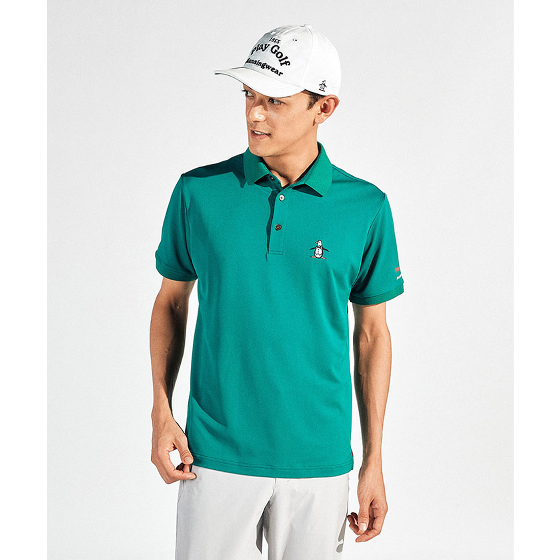 Munsingwear(ings) マンシングウェア Munsingwear サンスクリーンNIR鹿の子ワンポイント グリーン M Munsingwear(ings) マンシングウェア Munsingwear サンスクリーンNIR鹿の子ワンポイント グリーン M