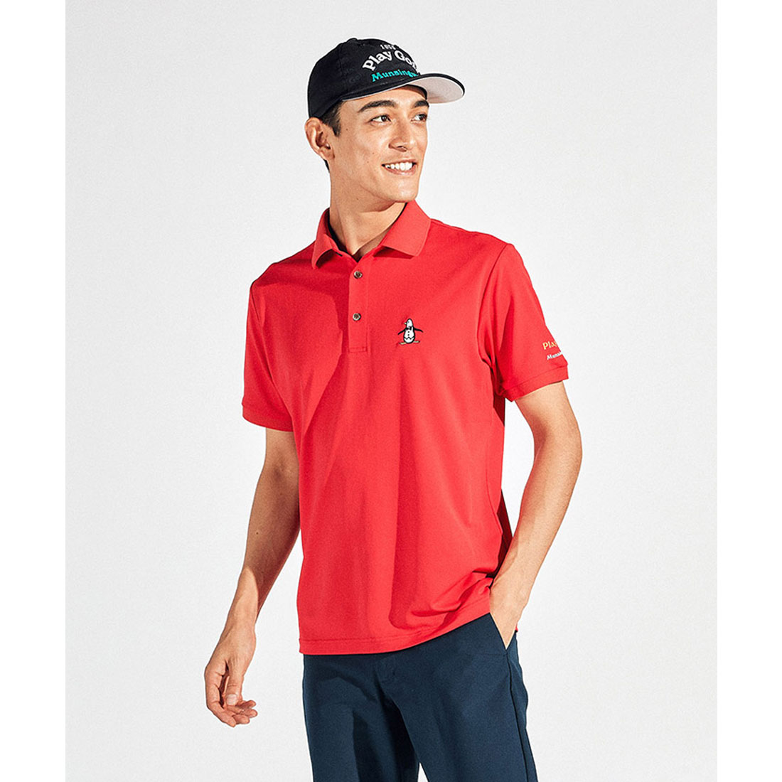 Munsingwear(ings) マンシングウェア Munsingwear サンスクリーンNIR鹿の子ワンポイント レッド L Munsingwear(ings) マンシングウェア Munsingwear サンスクリーンNIR鹿の子ワンポイント レッド L