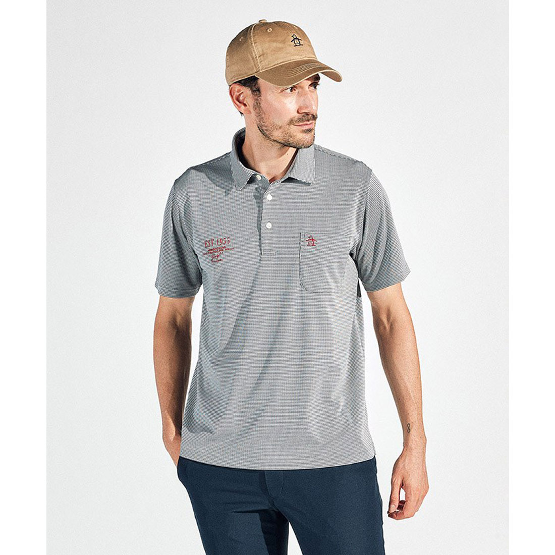 Munsingwear(ings) マンシングウェア Munsingwear ストレッチ千鳥ジャガード 半袖ポロシャ ネイビー LL Munsingwear(ings) マンシングウェア Munsingwear ストレッチ千鳥ジャガード 半袖ポロシャ ネイビー LL