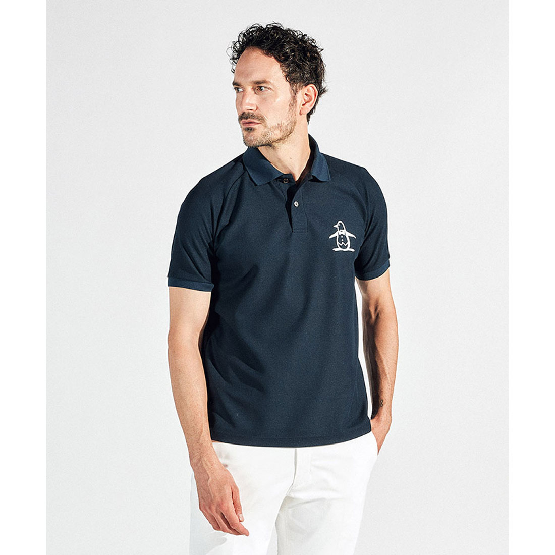 Munsingwear(ings) マンシングウェア Munsingwear 裏鹿の子ビッグロゴ半袖シャツ ネイビー L Munsingwear(ings) マンシングウェア Munsingwear 裏鹿の子ビッグロゴ半袖シャツ ネイビー L