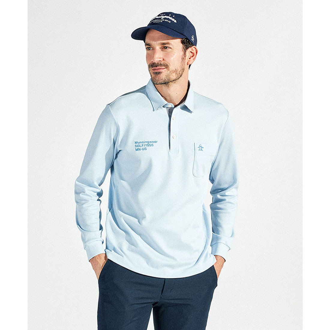 Munsingwear(ings) マンシングウェア Munsingwear サンスクリーンNIRドット鹿の子長袖ポ サックス 3L Munsingwear(ings) マンシングウェア Munsingwear サンスクリーンNIRドット鹿の子長袖ポ サックス 3L