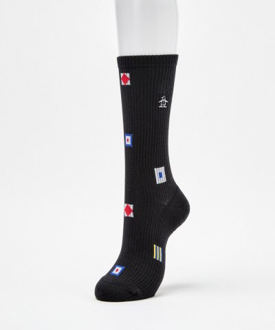 マンシングウェア Munsingwear クルー丈 フラッグ飛び柄ソックス【返品