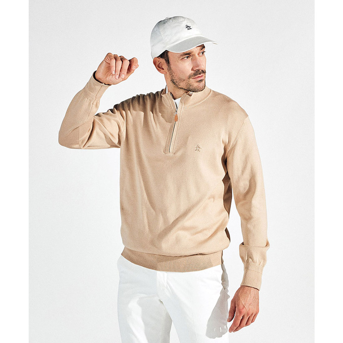 Munsingwear(ings) アメリカン・シーアイランドコットンハーフジップセーター ベージュ 3L Munsingwear(ings) アメリカン・シーアイランドコットンハーフジップセーター ベージュ 3L