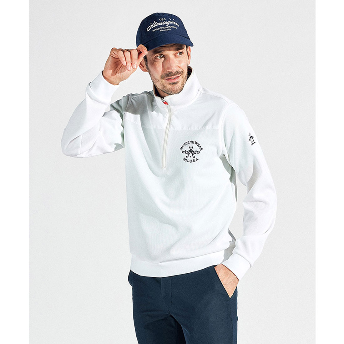 Munsingwear(ings) マンシングウェア Munsingwear 360°ストレッチハイブリットハーフジ ホワイト 3L Munsingwear(ings) マンシングウェア Munsingwear 360°ストレッチハイブリットハーフジ ホワイト 3L
