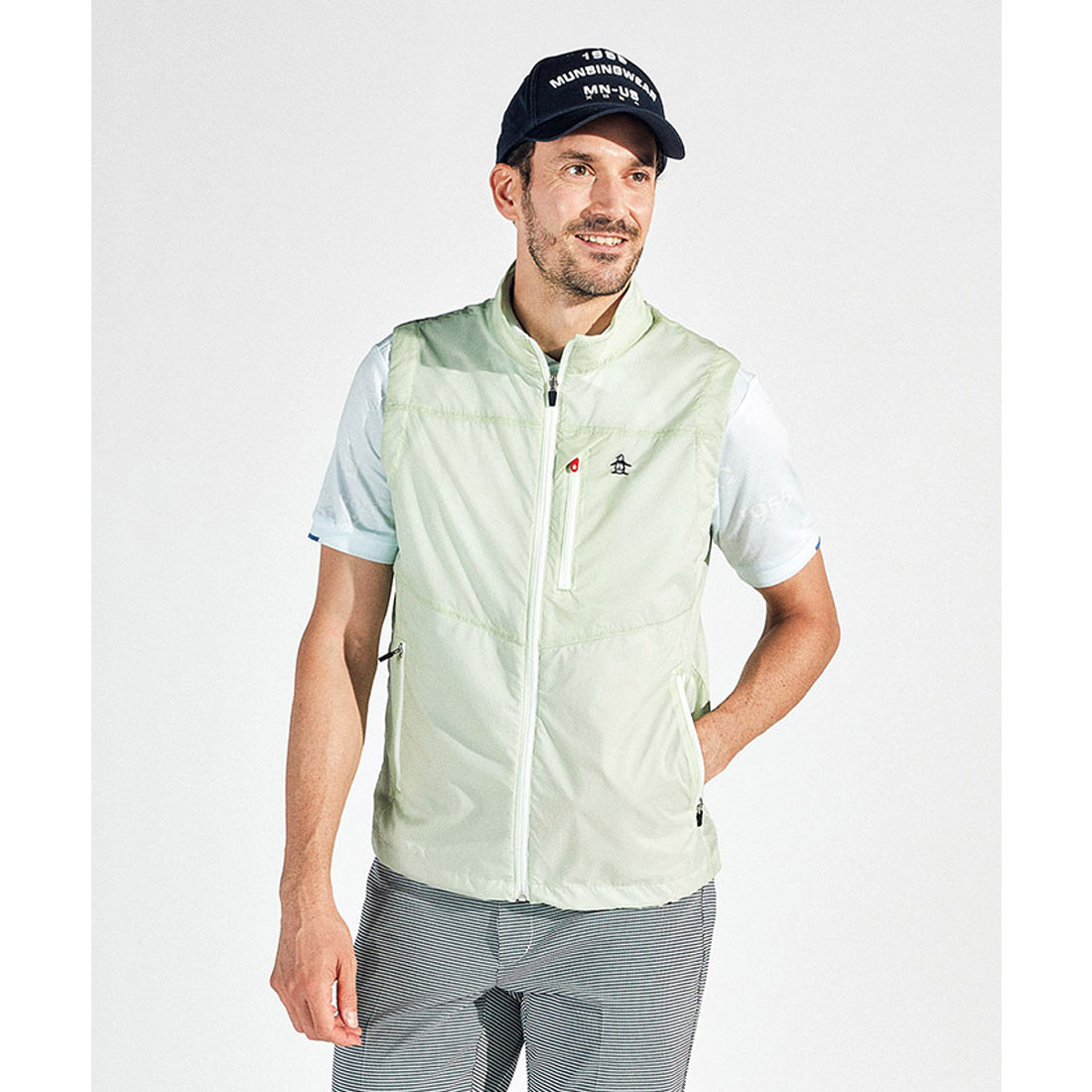 Munsingwear(ings) ナイロンユーティリティスプリングベスト ライム 3L Munsingwear(ings) ナイロンユーティリティスプリングベスト ライム 3L