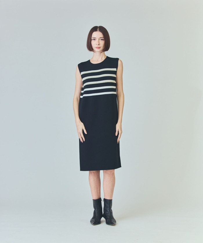 GRACECONTINENTAL ボーダーパールワンピース ブラック 36 GRACECONTINENTAL ボーダーパールワンピース ブラック 36