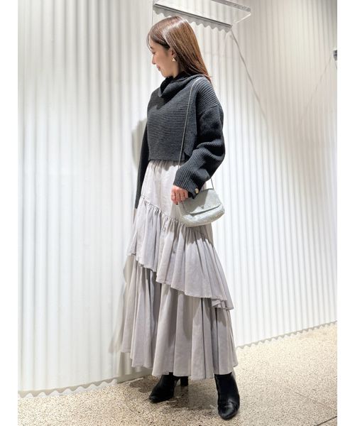 スナイデル　アシメニットコンビワンピース SNIDEL ワンピース アシメリブニットコンビワンピース