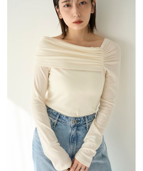 試着のみ　FRAY ID 2wayアシンメトリー長袖トップス　オフショルダー 2wayアシメオフショルフライスカットソー(507782591)｜阪急