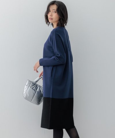 【WEB&一部店舗限定カラーあり/洗える】ミラノリブ バイカラーニットワンピース