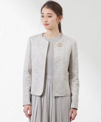 綿スラブニットツイードジャケット