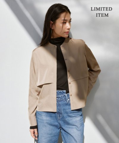 【WEB限定・洗える】シルキーツイル  クロップドシャツ