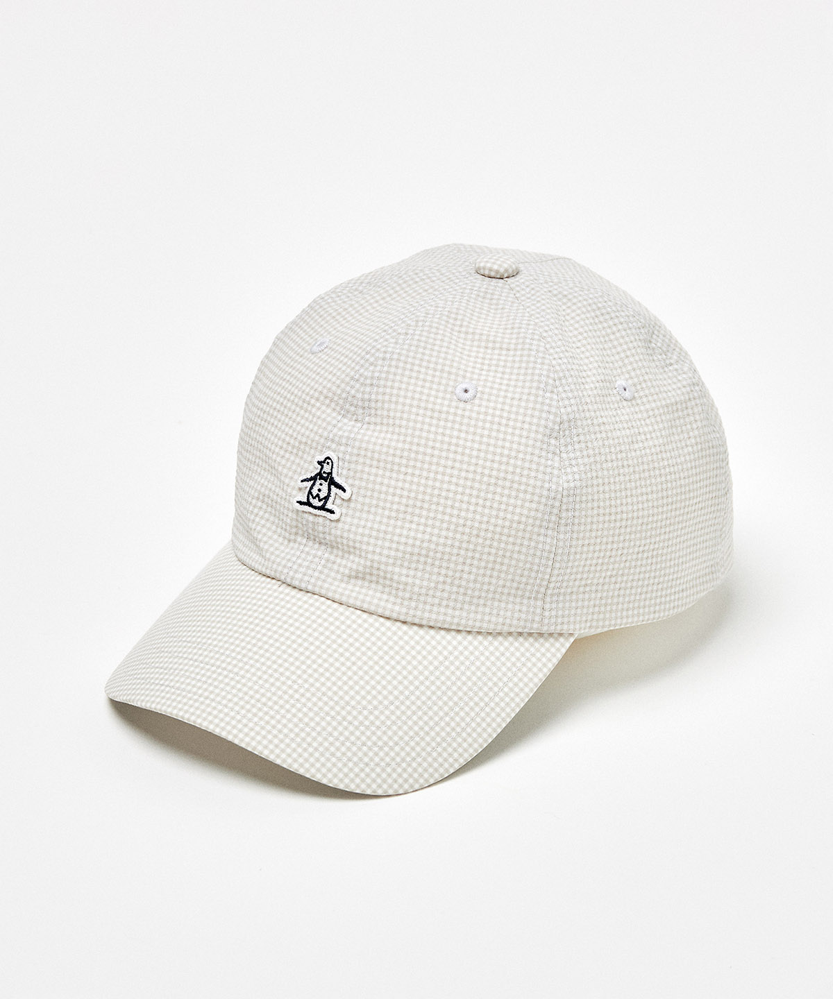 Munsingwear(ings) ギンガムチェックサッカー素材 ワンポイントキャップ グレー M Munsingwear(ings) ギンガムチェックサッカー素材 ワンポイントキャップ グレー M