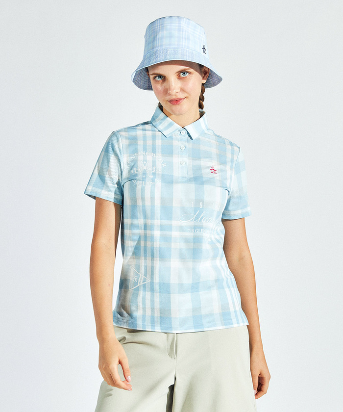 Munsingwear(ings) マンシングウェア Munsingwear Sunscreen NIR チェックプ サックス LL Munsingwear(ings) マンシングウェア Munsingwear Sunscreen NIR チェックプ サックス LL