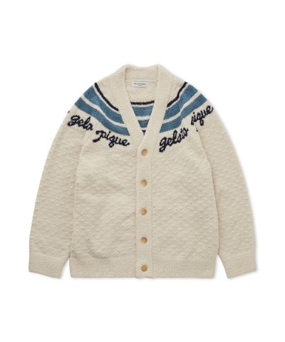 【HOMME】パウダーラインロゴジャガードカーディガン