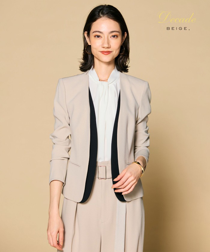 BEIGE CINDY / ダブルカラージャケット SAND×BLACK 2 BEIGE CINDY / ダブルカラージャケット SAND×BLACK 2