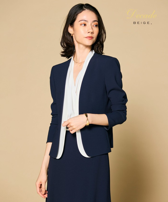 BEIGE CINDY / ダブルカラージャケット NAVY×WHITE 4 BEIGE CINDY / ダブルカラージャケット NAVY×WHITE 4