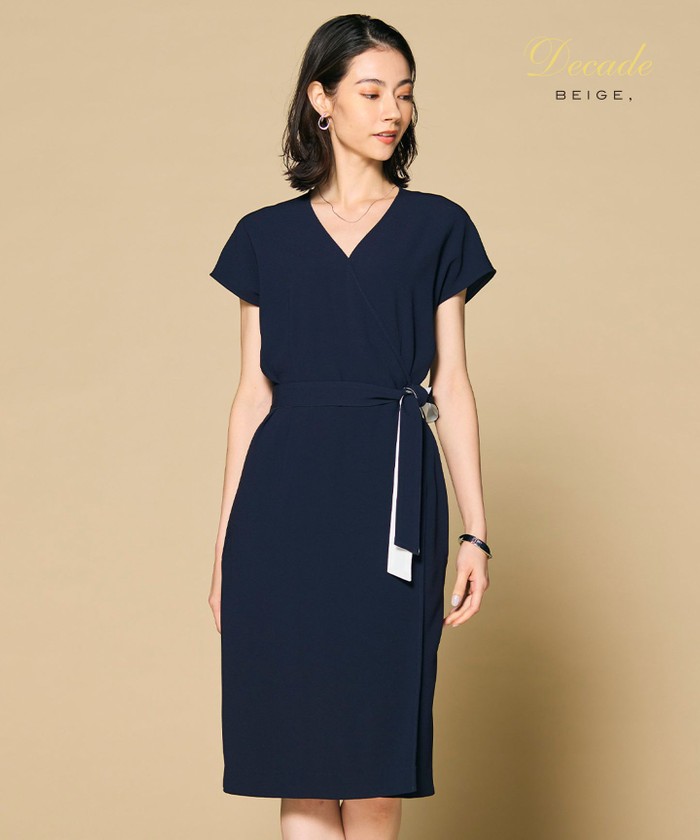 BEIGE 【洗える】CINDY / ラップワンピース NAVY×WHITE 2 BEIGE 【洗える】CINDY / ラップワンピース NAVY×WHITE 2