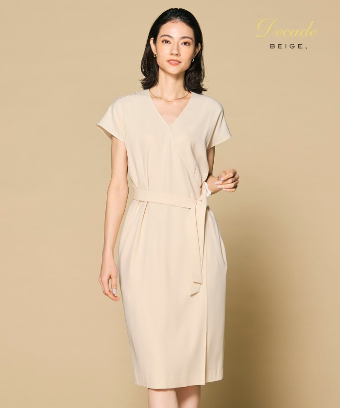 BEIGE 【洗える】CINDY / ラップワンピース SHEERORANGE×WHITE 2 BEIGE 【洗える】CINDY / ラップワンピース SHEERORANGE×WHITE 2