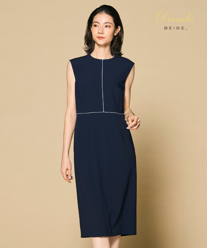 BEIGE CINDY / クルーネックドレス NAVYXWHITE 30 BEIGE CINDY / クルーネックドレス NAVYXWHITE 30