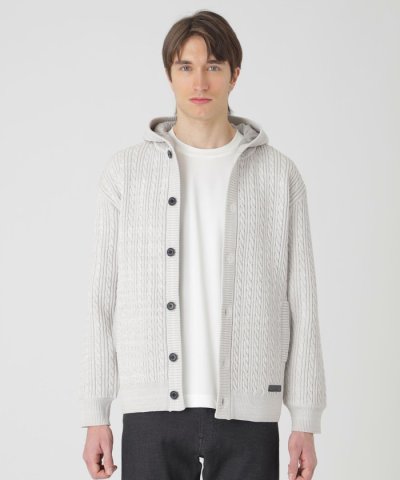 チェックコンビフードカーディガン