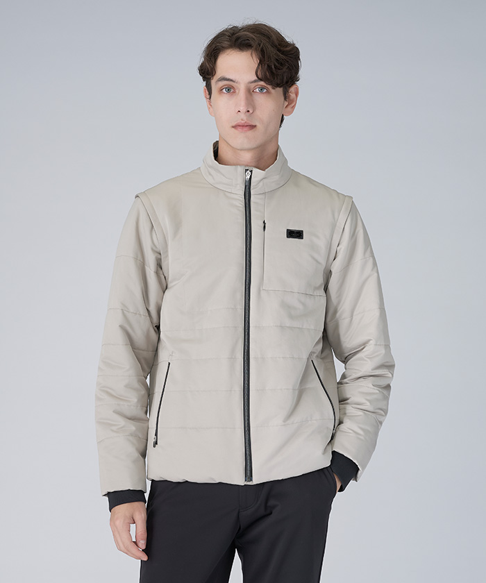 LANVINSPORT 中わた袖デタッチャブルブルゾン【蓄熱保温】 ベージュ 44 LANVINSPORT 中わた袖デタッチャブルブルゾン【蓄熱保温】 ベージュ 44