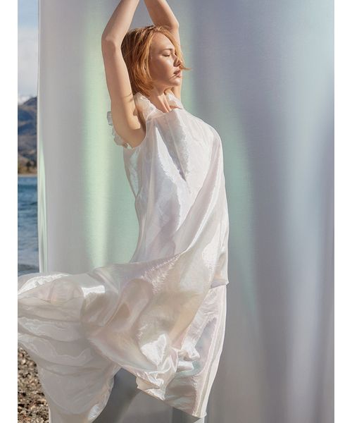 専用♡emmiatelier エミアトリエ★ストライプインパクトリネンワンピース 限定カラー】カットドッキングプリーツワンピース（マキシ丈