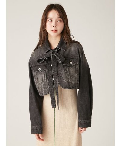 カーブヘムクロップドデニムジャケット