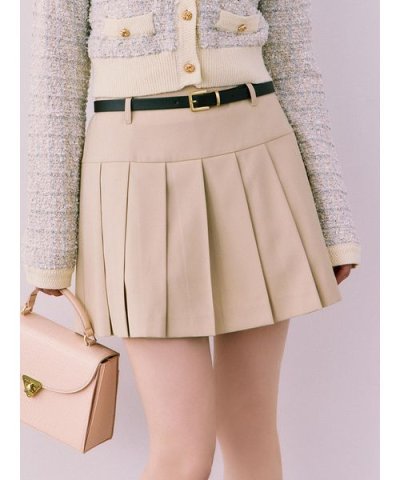 ベルト付きプリーツスカショーパン