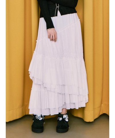 【WEB限定00サイズ】アシンメトリーティアードスカート