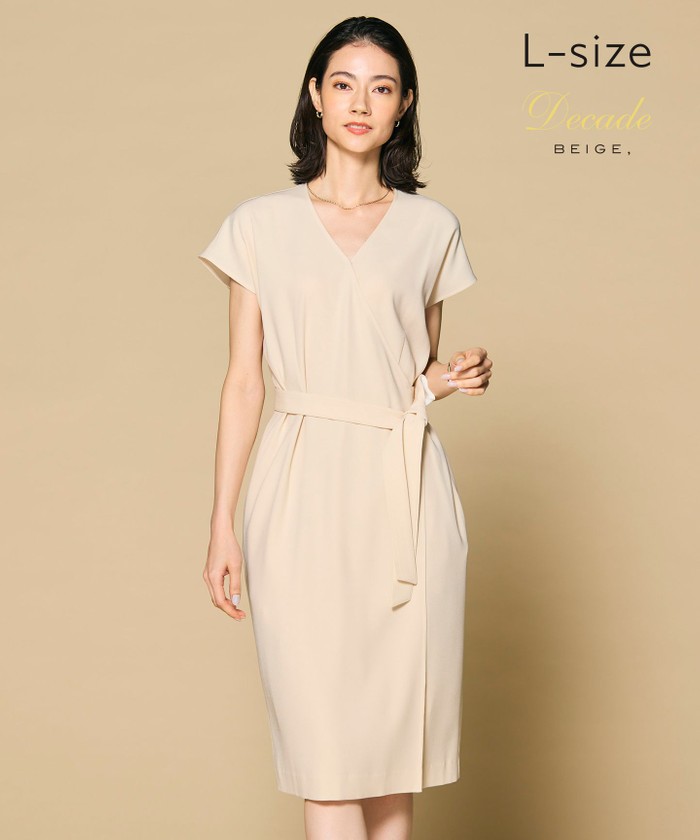 BEIGE 【洗える・L−size】CINDY / ラップワンピース SHEERORANGE×WHITE 10 BEIGE 【洗える・L−size】CINDY / ラップワンピース SHEERORANGE×WHITE 10
