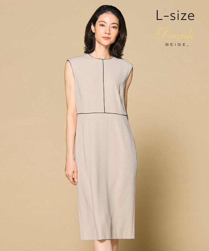 BEIGE 【洗える・L−size】CINDY / クルーネックドレス SHEERORANGE×WHITE 8 BEIGE 【洗える・L−size】CINDY / クルーネックドレス SHEERORANGE×WHITE 8