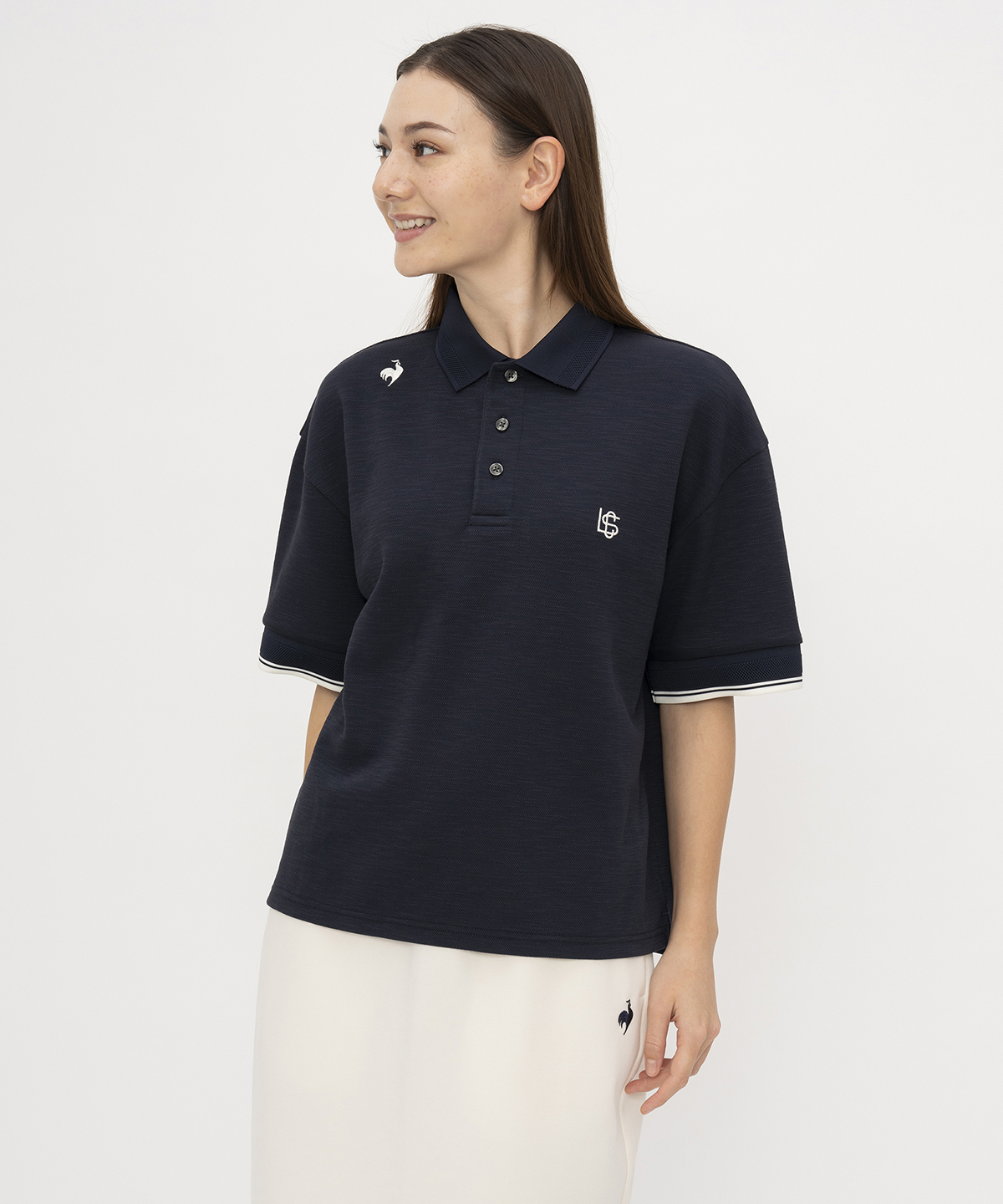 lecoqsportif(ings) ルコックスポルティフ le coq sportif カノコポロシャツ ネイビー O lecoqsportif(ings) ルコックスポルティフ le coq sportif カノコポロシャツ ネイビー O
