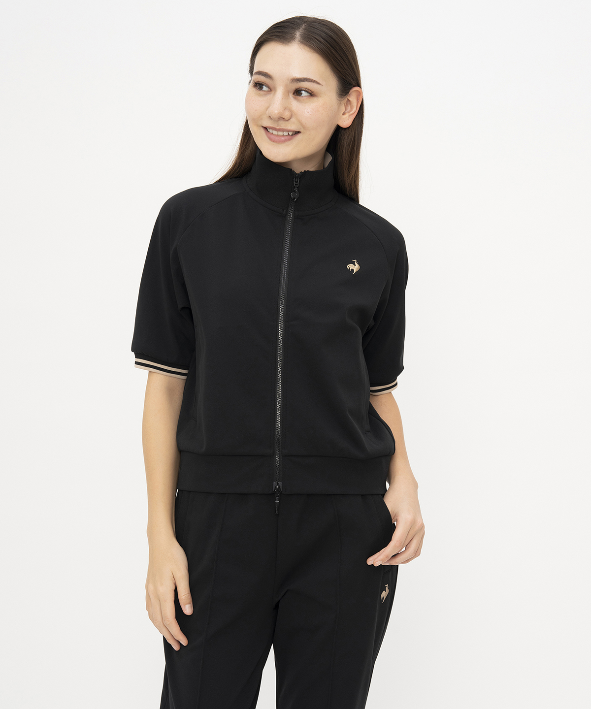 lecoqsportif(ings) ルコックスポルティフ le coq sportif ハーフスリーブジャージジャケ ブラック L lecoqsportif(ings) ルコックスポルティフ le coq sportif ハーフスリーブジャージジャケ ブラック L